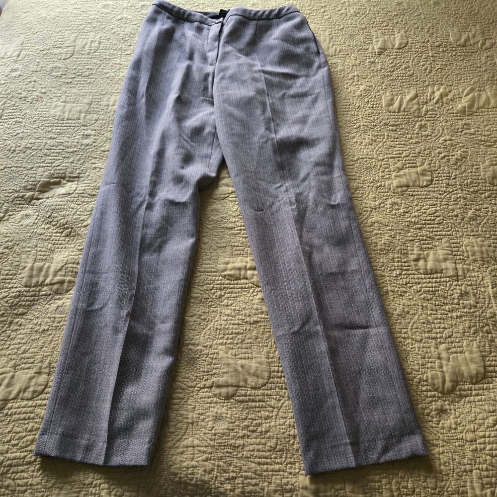 Harve Benard Trousers 8 Gray Pinstripe 100% Wool Slacks Dress Pants Business
